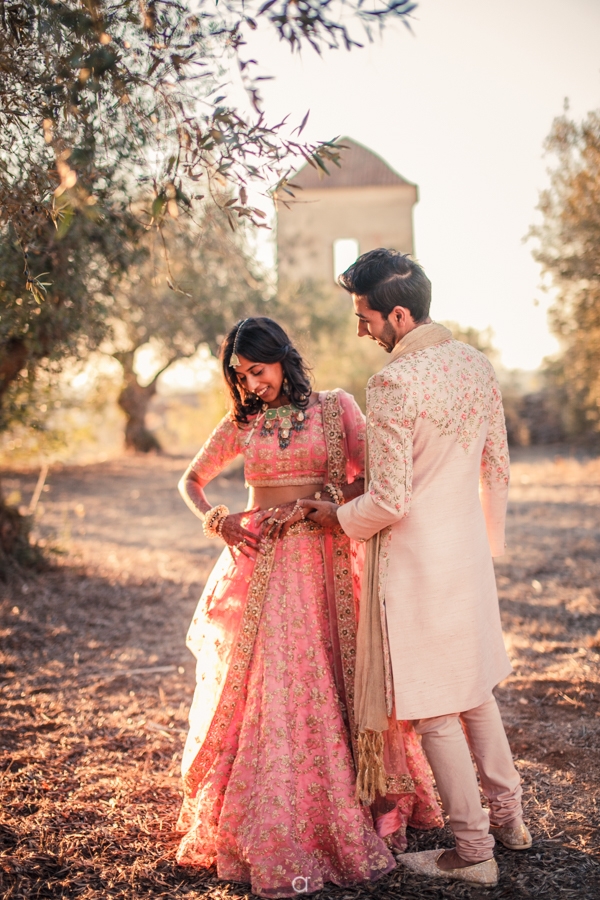 Indian Young Couple With Traditional Dress At Outdoors